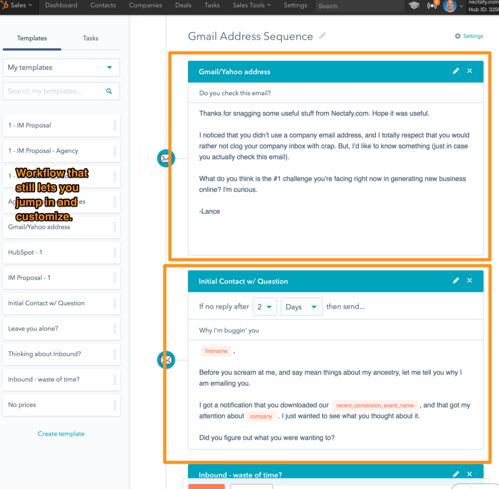 hubspot sequence examples